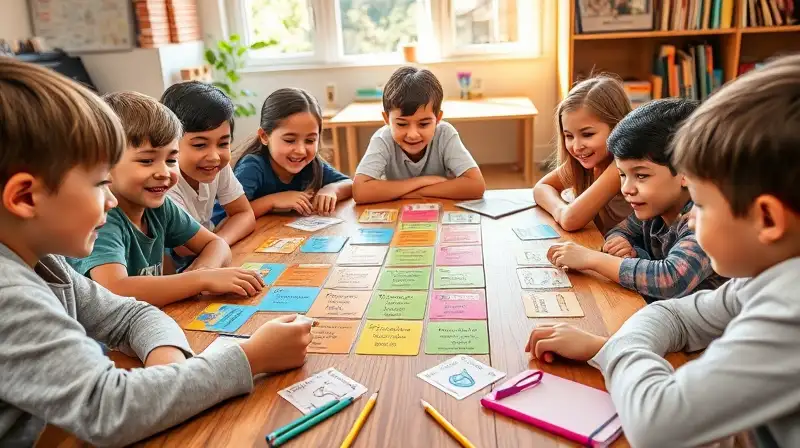 Niños aprenden español jugando juntos alegremente