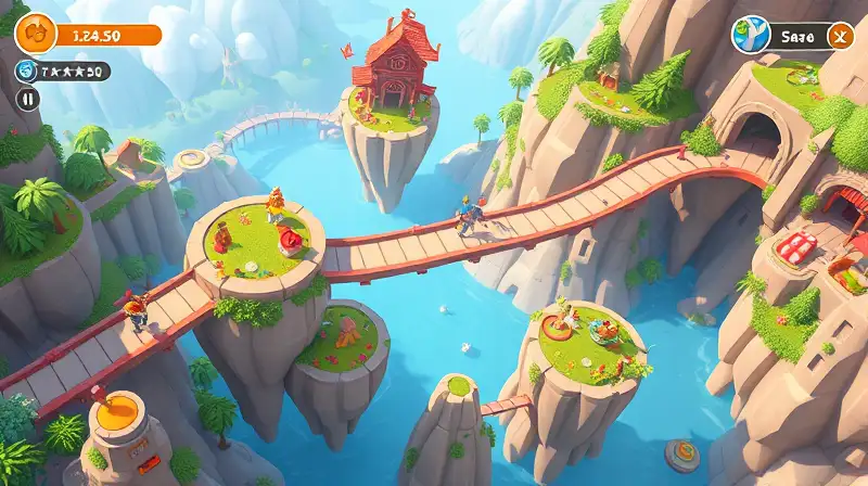 Juego de plataformas 3D colorido y aventurero