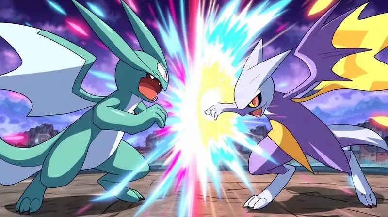 Dos Pokémon luchan con habilidades pasivas