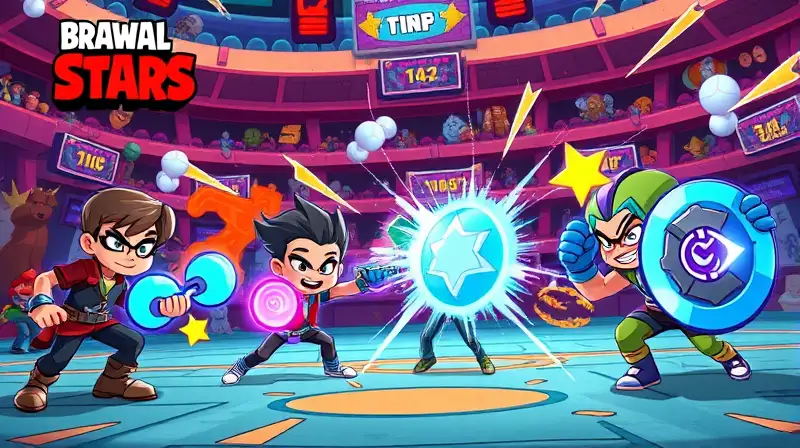 Batalla intensa de Brawl Stars colorida