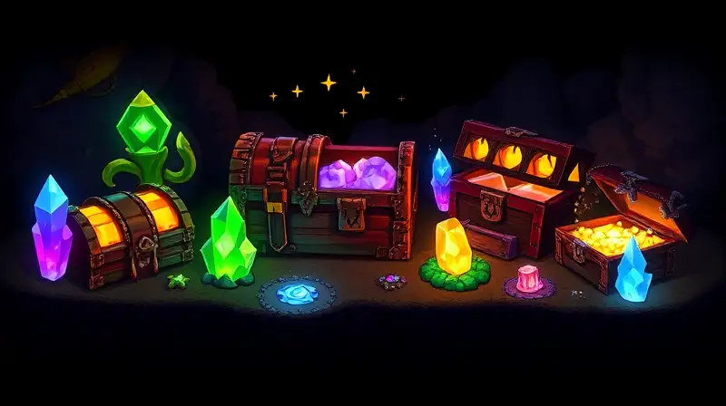 Pixel art brillante con objetos mágicos oscuros