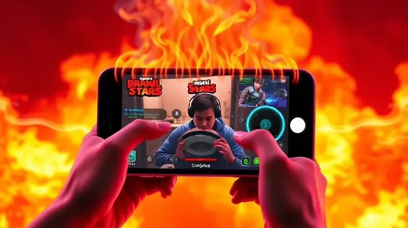 Smartphone sobrecalentado con juego y ventilador