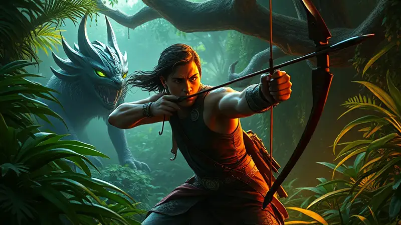 Cazador legendario acecha en jungla mística
