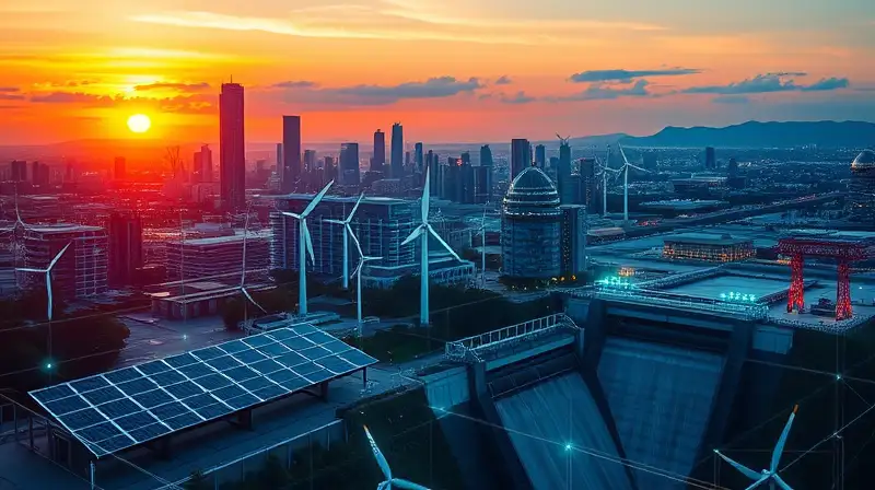 Ciudad moderna con energía limpia y segura