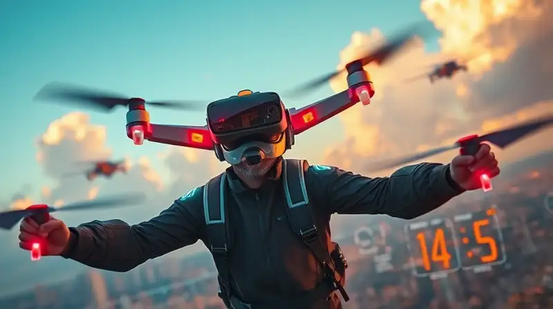 Piloto futurista maneja drones en VR