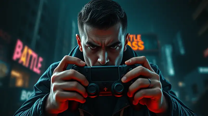 Gamer frustrado con mando roto y ambiente oscuro