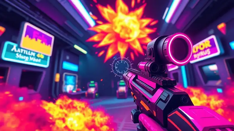 Arcade futurista con acción intensa y neón