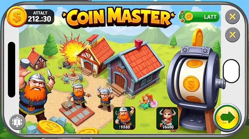 Pantalla móvil de Coin Master animada
