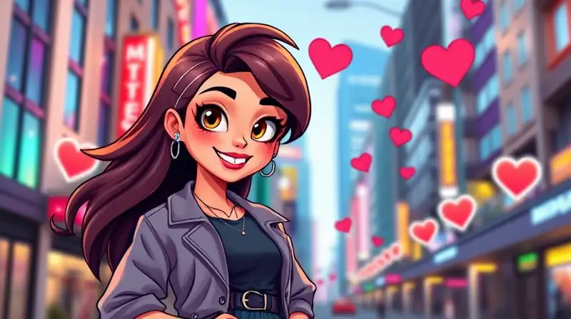 Sim elegante sonríe en ciudad vibrante