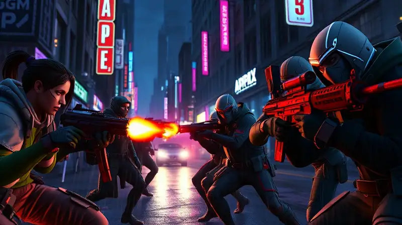 Personajes de Apex Legend luchan en ciudad futurista