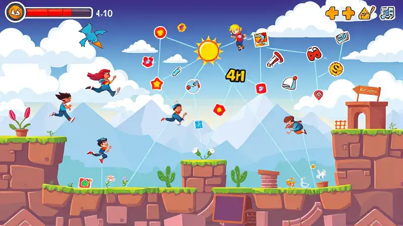 Escena pixel art vibrante y creativa