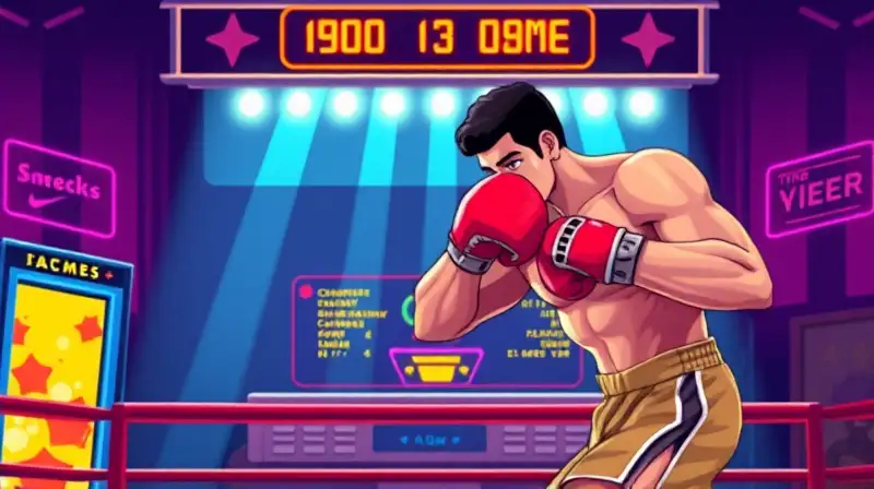 Juego de boxeo arcade retro con neón