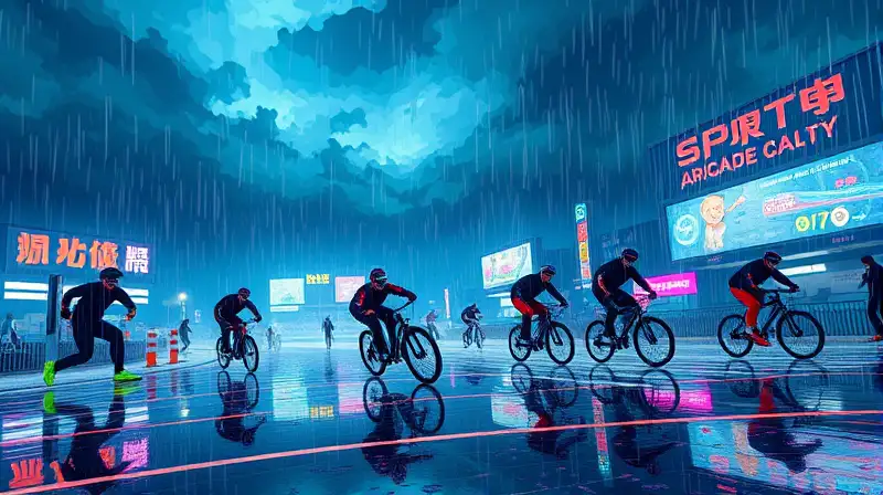 Juego arcade deportivo con lluvia intensa