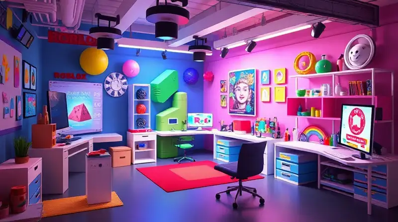 Estudio Roblox con recursos creativos y coloridos