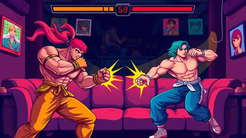 Juegos retro cooperativos de lucha vibrantes