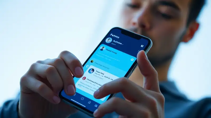 Persona supervisa notificaciones en smartphone moderno
