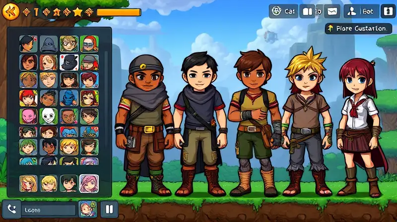 Personajes vibrantes en entorno pixelado animado