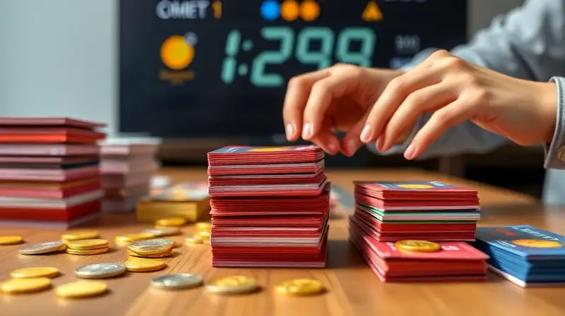 Manos ordenan cartas de Coin Master