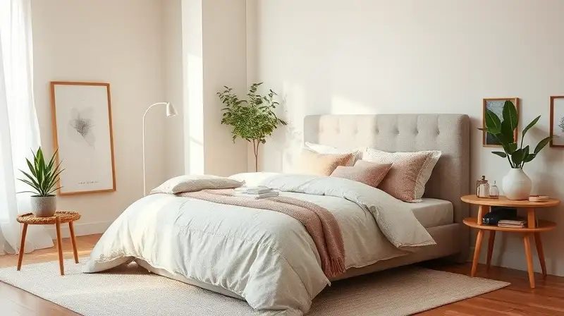 Dormitorio acogedor, minimalista y con luz natural