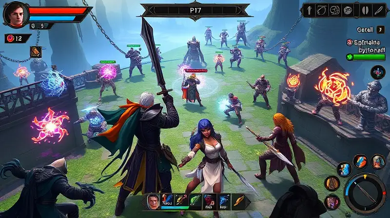Batalla PvP mágica con roles y estrategia