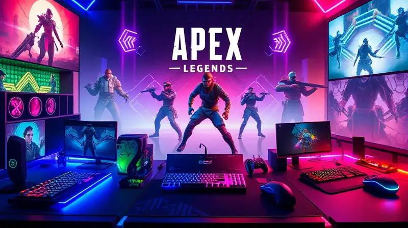 Escena futurista de Apex Legends con jugadores