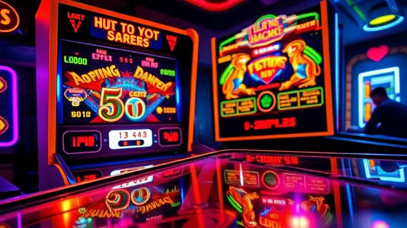 Máquina de pinball retro con luces vibrantes