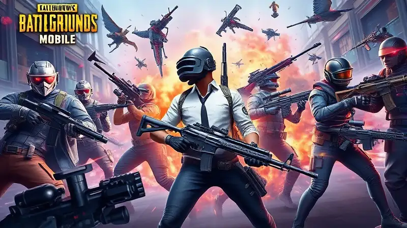 Escena futurista de batalla con personajes PUBG
