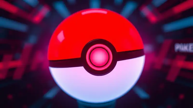 Primer plano de Pokéball futurista y vibrante