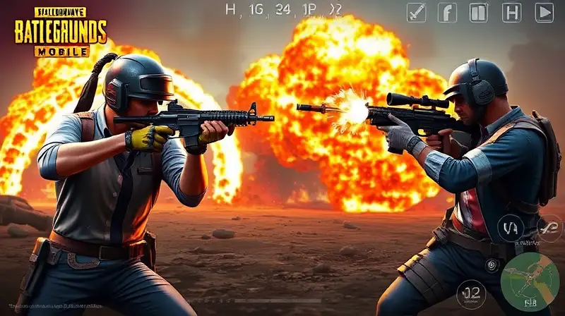 Dos personajes de PUBG disparan intensamente