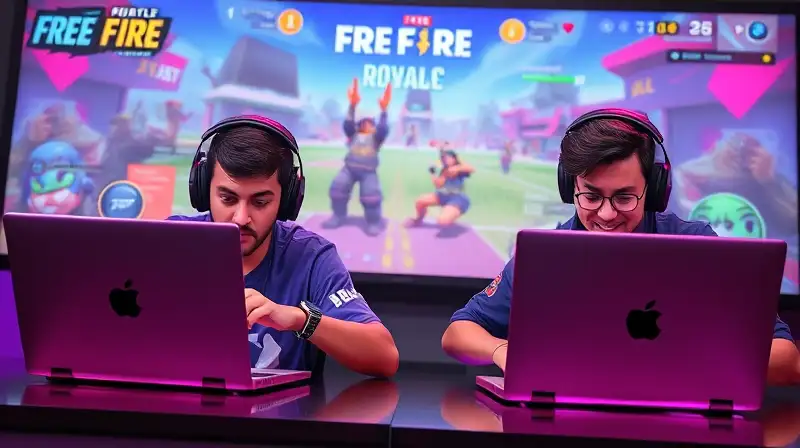 Dos gamers compiten intensamente en Free Fire