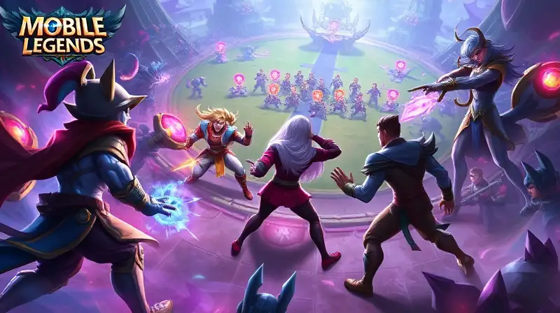 Héroes de Mobile Legends en batalla estratégica