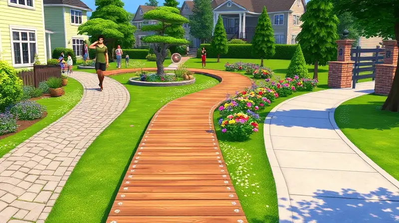 Caminos variados y Sims felices al aire libre
