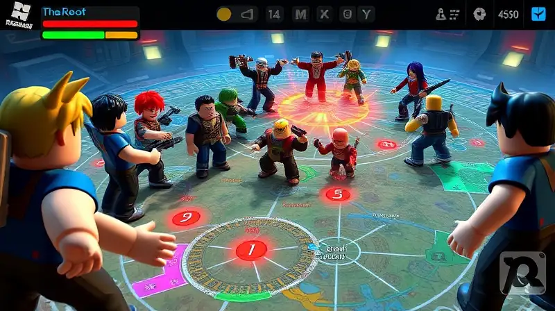Personajes de Roblox en batalla táctica futurista