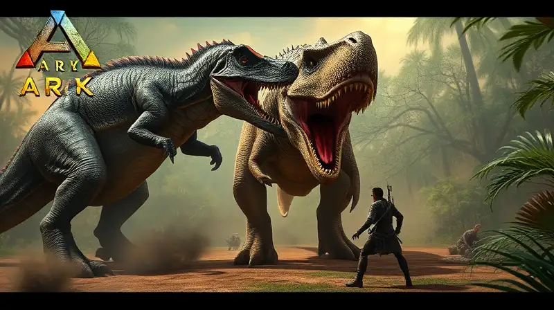 Batalla épica con dinosaurios y tensión