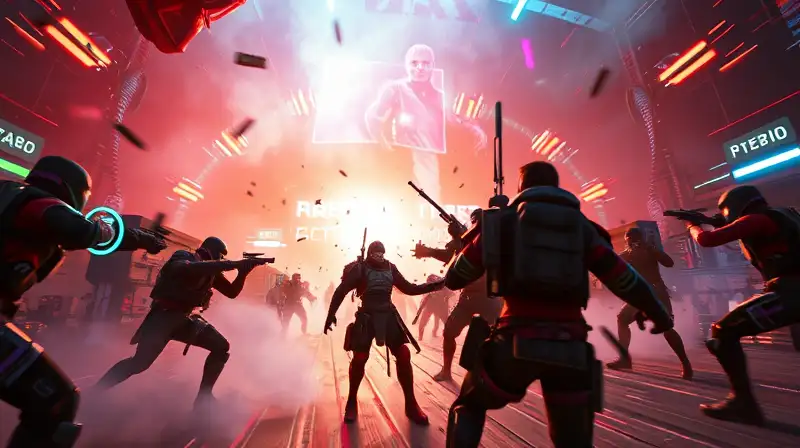 Batalla futurista vibrante con personajes Apex Legends