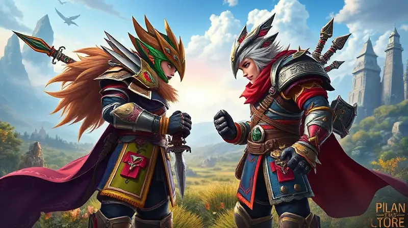 Dos personajes enfrentados con equipo opuesto