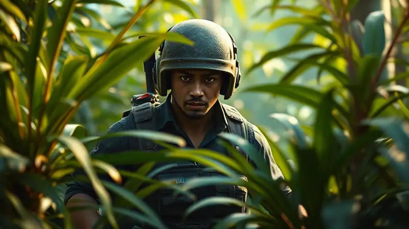 Personaje de PUBG camuflado en la jungla