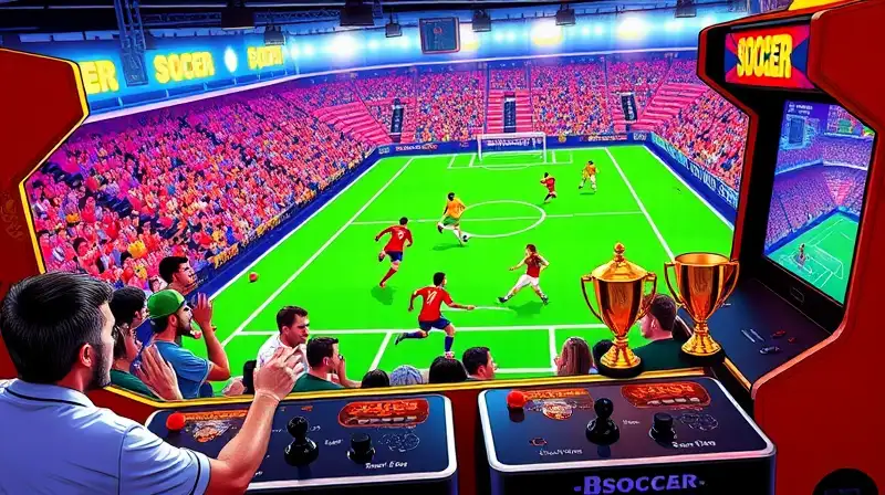 Máquinas arcade retro de fútbol vibrantes