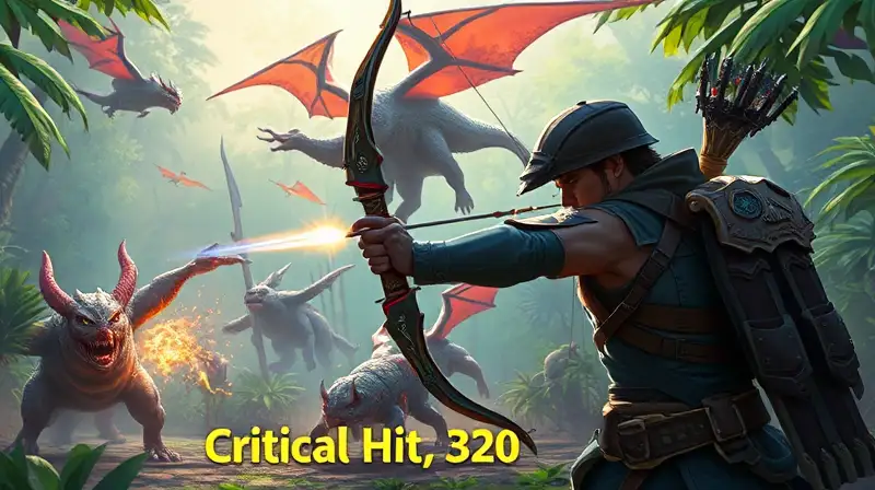 Cazador futurista lucha en jungla fantástica