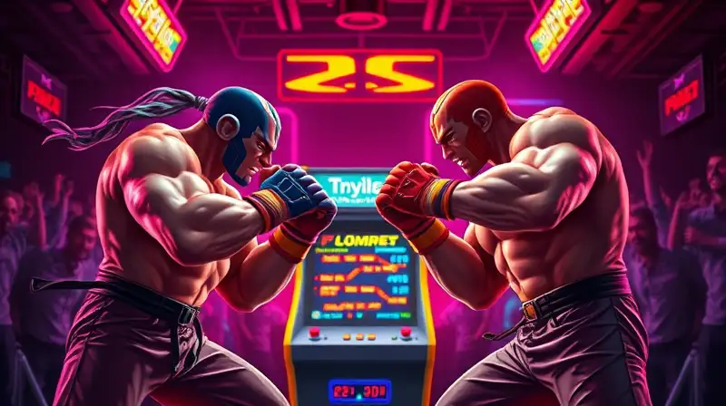 Dos luchadores arcade ante rival digital