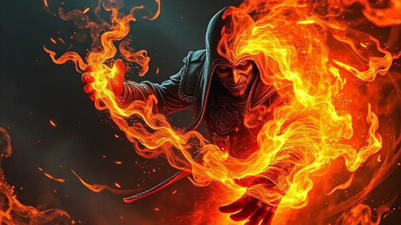 Brujo oscuro lanza explosión mágica poderosa