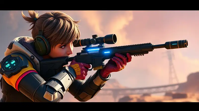 Personaje de Apex apunta con rifle futurista