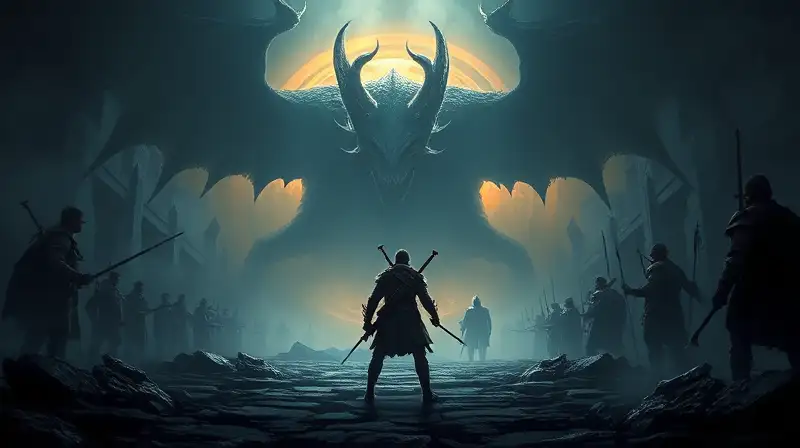 Cazador solitario lucha contra bestia oscura