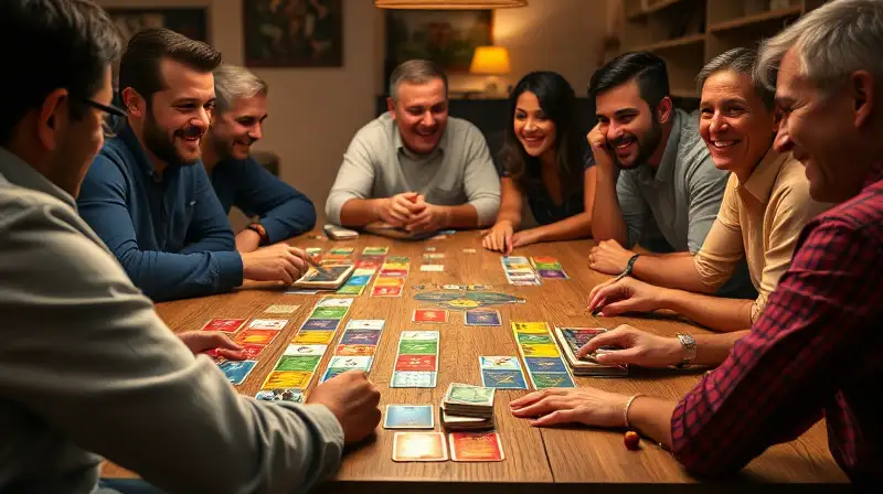 Grupo diverso juega feliz a juegos de mesa