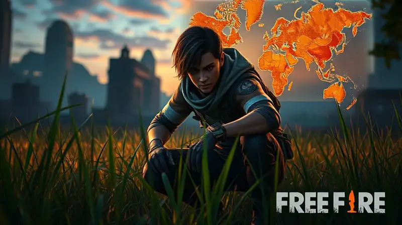 Personaje de Free Fire agazapado