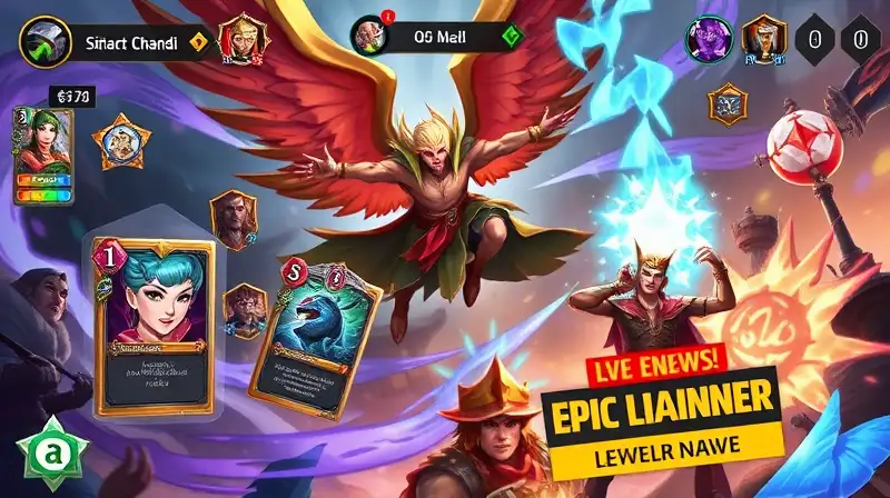 Cartas épicas brillan en batalla dinámica