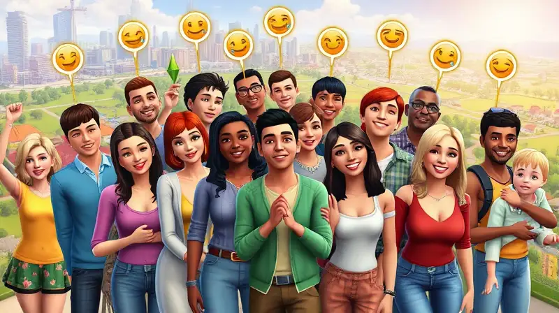 Diversos Sims felices en paisajes vibrantes