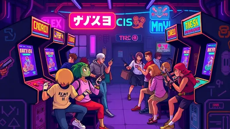 Máquinas arcade con juego cooperativo y pixel art