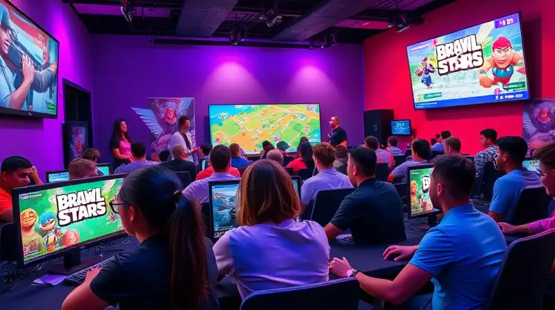 Sala vibrante con jugadores concentrados en Brawl Stars