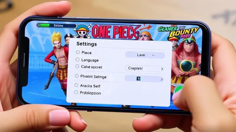 Pantalla de juego One Piece con ajustes